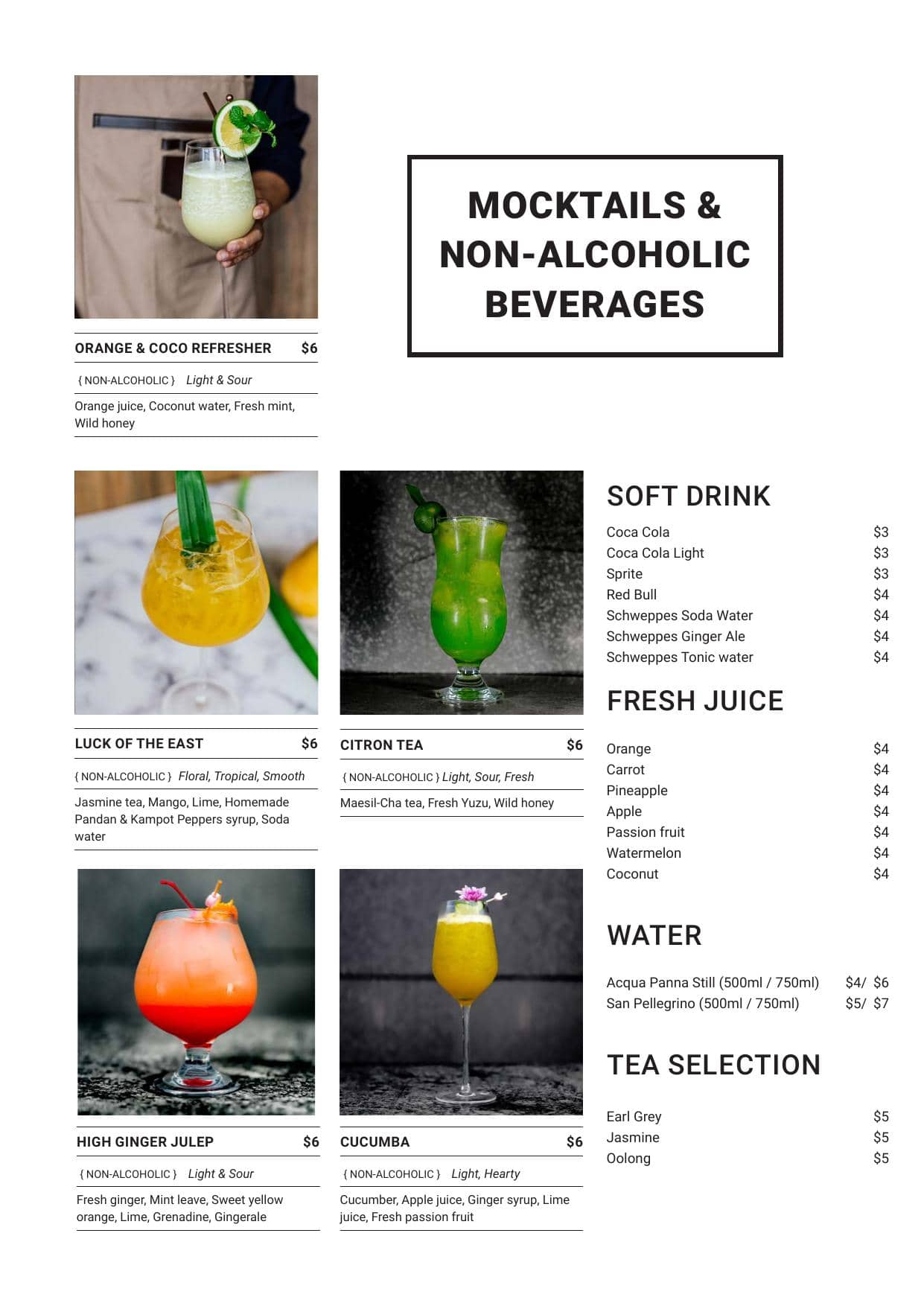 Mocktails & Non-Alcoholic Beverages